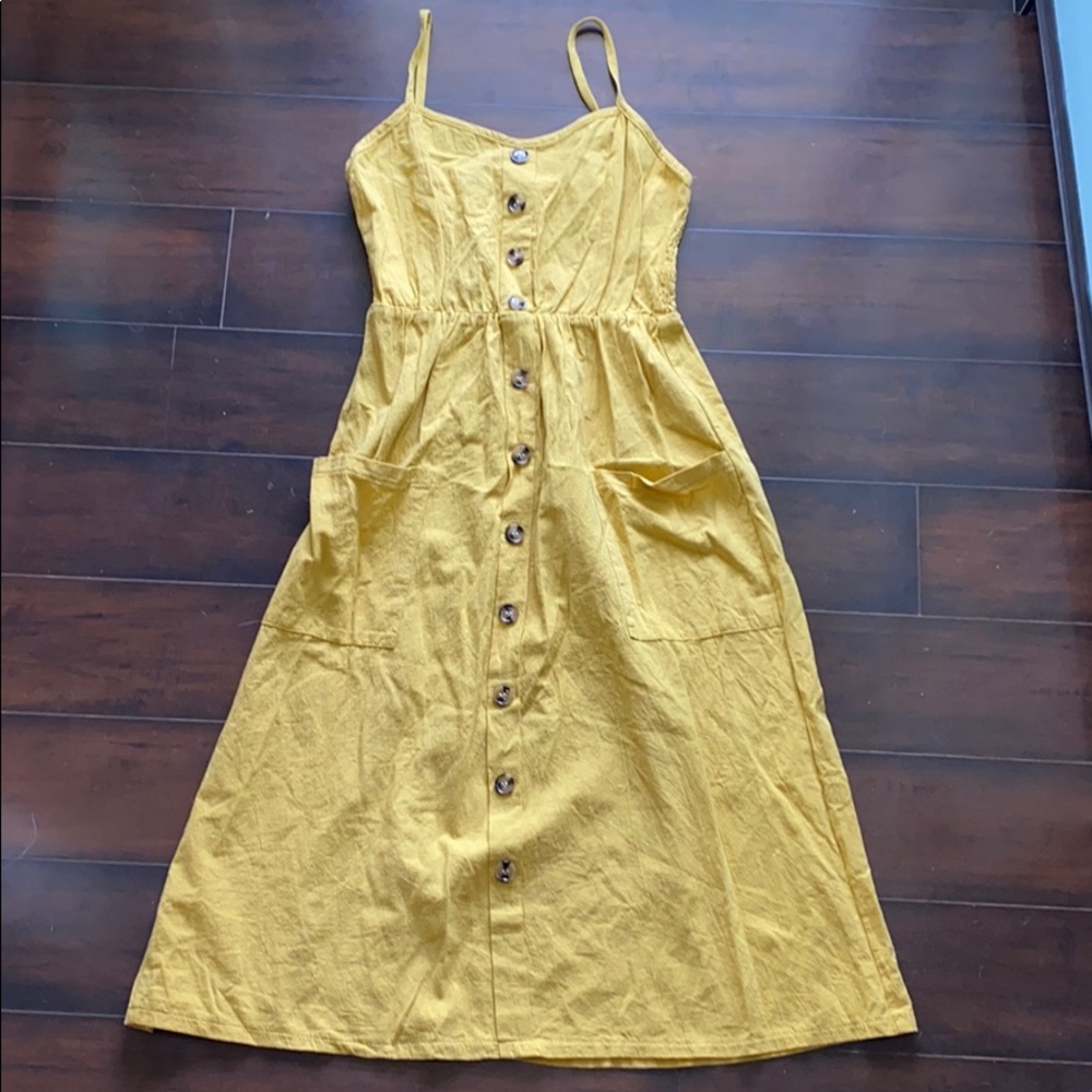 Mustard Button Front Dress